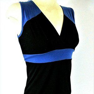Vol 1 womens Medium sleeveless black blue TIE BACK